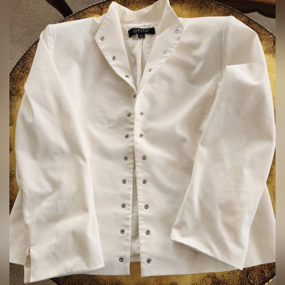 Woman's  Kasper Open Front Blazer Jacket White Sz 16